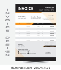 Professional business invoice Vector template design