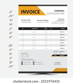 Professional business invoice Vector template design