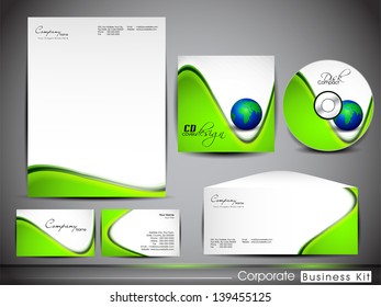 El kit profesional de negocios para su empresa incluye la cubierta de CD, tarjeta de presentación, sobre y diseños de cabezales de carta.