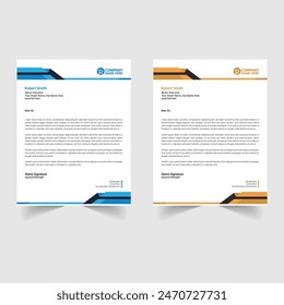 Professional business letterhead design for corporate company. Creative letterhead vector design. Letter head stationery and two color scheme layout design.