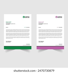 Professionelles Business Letterhead Design für Unternehmen. Kreatives Briefkopf-Vektorgrafik-Design. Briefpapier und zweifarbiges Layout-Design.