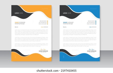 Professional Business Letterhead Design Template With Two Color Scheme A4 Size