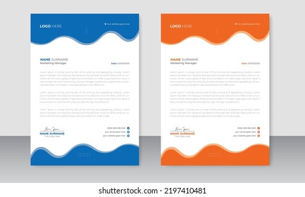 Professional Business Letterhead Design Template With Two Color Scheme A4 Size