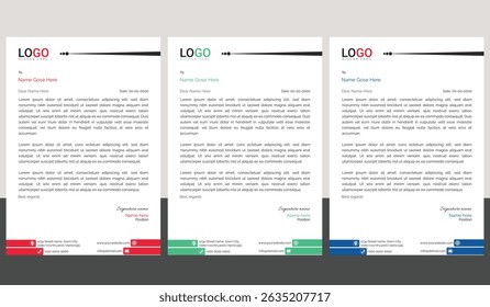 Professional business letterhead with minimalist style and structured format, Bundle perfect for company correspondence, official memos, and branding needs