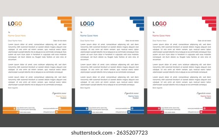 Professional business letterhead with minimalist style and structured format, Bundle perfect for company correspondence, official memos, and branding needs
