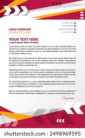 Professional business letterhead modern minimalist style template design template in red color. Ideal for both print, web media, business flyer, brochure, website, magazine cover.