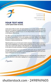 Professional business letterhead modern minimalist style template design template in gradient blue and orange color. Ideal for both print, web media, business flyer, brochure, website, magazine cover.