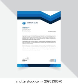 Professional Business Letterhead Template Design with blue color for your project.