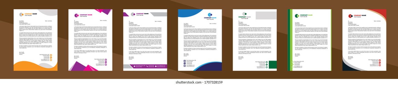 Professional Business Letterhead Templates Set. Letterhead Design Vector Graphic.