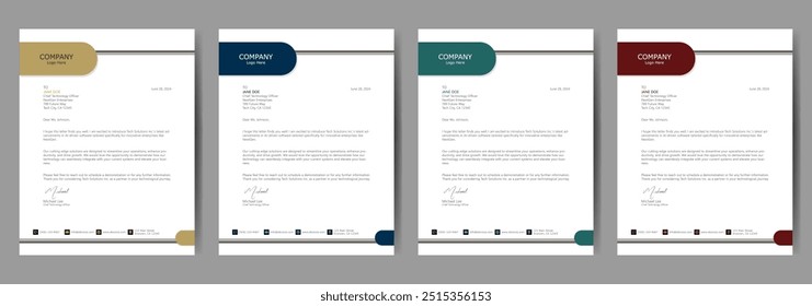 Professional business letterHead vector illustration templates suitable for corporate Use. Letter head stationery layout design.