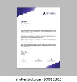 Plantilla de vector de membrete profesional, diseño de membrete abstracto, ilustración vectorial