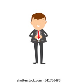 Professional Business Man Flat Character. Isolated in white background.