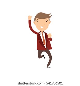 Professional Business Man Flat Character. Isolated in white background. Standing with happy face.