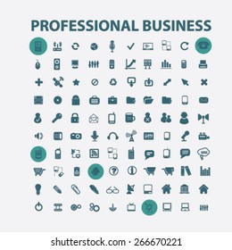 professional business, management isolated icons, signs, illustrations concept website internet design set, vector