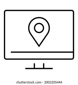 Professional business monitor television display for location with pointer navigation icon symbol vector illustration.