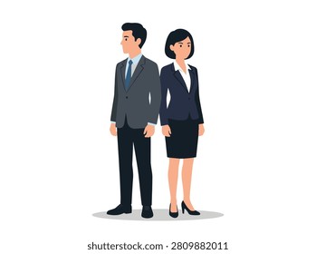Professional Business Partners Standing Back to Back Illustration