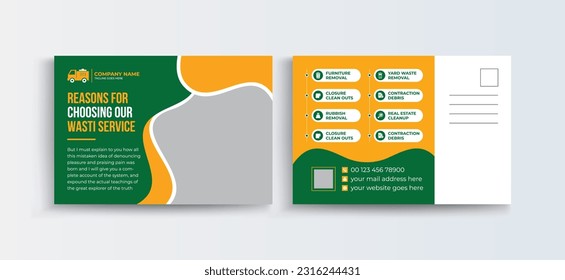 Professional Business Postcard, Creative Junk Removal ads, trash removal banner design template, Event Card layout, Invitation card, Direct Mail EDDM template