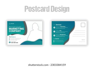 Professional business postcard template with amazing and modern postcard design with abstract gradient color shapes and white background. Stylish corporate EDDM