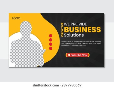 Professional Business Premium Video Thumbnail Design web banner vector template, Editable Creative corporate social media web banner and Video thumbnail template.