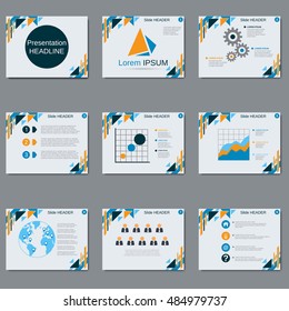 Professional business presentation, slide show vector design template. Abstract geometric style background