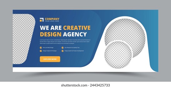 Professional business promotional web and social media ads banner template with image placeholder