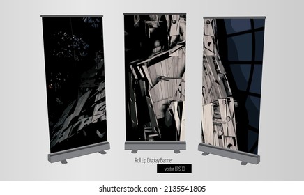Professional business roll up banner design. Vector easy to editable