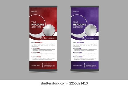 Professional Business Roll Up. Standee Design. Banner Template. Presentation and Brochure.
Abstract and Geometric Vector, Flyer, Leaflet.