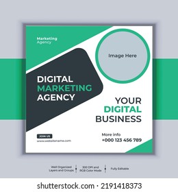 Professional business social media post square banner design. Modern layout vector template. Digital marketing agency banner design.
