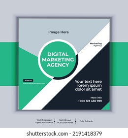 Professional business social media post square banner design. Modern layout vector template. Digital marketing agency banner design.
