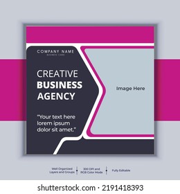 Professional business social media post square banner design. Modern layout vector template. Digital marketing agency banner design.
