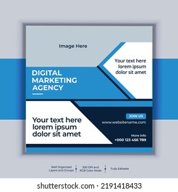 Professional business social media post square banner design. Modern layout vector template. Digital marketing agency banner design.
