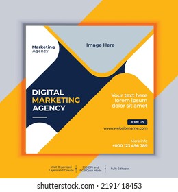 Professional business social media post square banner design. Modern layout vector template. Digital marketing agency banner design.
