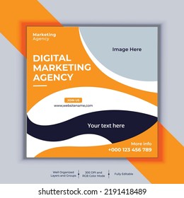 Professional business social media post square banner design. Modern layout vector template. Digital marketing agency banner design.
