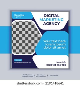 Professional business social media post square banner design. Modern layout vector template. Digital marketing agency banner design.
