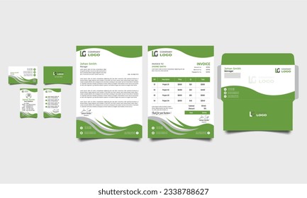 professional business stationery design items set. Corporate identity branding design. Business card, Id card, envelope, letterhead etc.