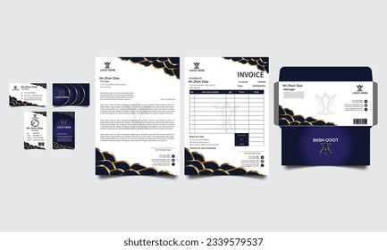 professional business stationery design items set. Corporate identity branding design. Business card, Id card, envelope, letterhead etc.