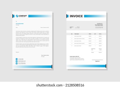 Professional Business stationery letterhead and invoice template