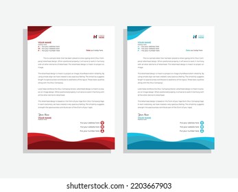 Professional Business style letterhead template design with blue and red color
