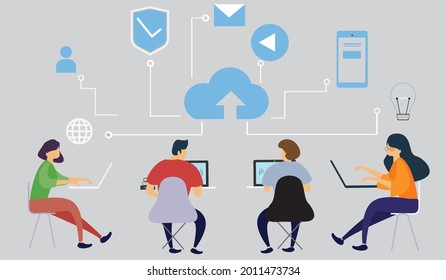 Professional business teleworkers connecting online and working from home for their corporate company, remote working and networks concept
