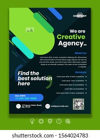 Professional business template or flyer design with given services and venue details on black background with space for your product image.