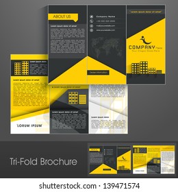 Professional business three fold flyer template, corporate brochure or cover design can be use for publishing, print and presentation.