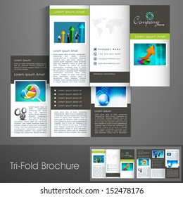 Professional business three fold flyer template, corporate brochure or cover design, can be use for publishing, print and presentation. 