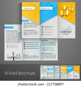 Professional business three fold flyer template, corporate brochure or cover design can be use for publishing, print and presentation. 	