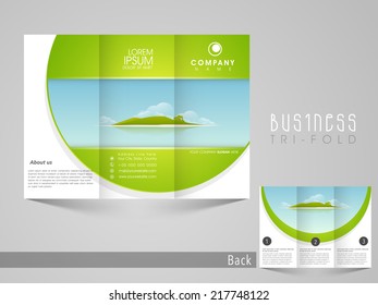 Professional business three fold flyer template, corporate brochure or cover design can be use for publishing, print and presentation. 	