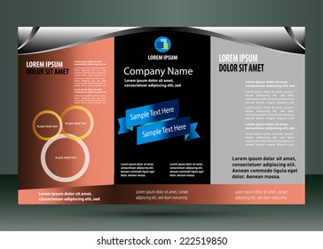 Professional business three fold flyer template, corporate brochure or cover design