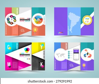 Professional business three fold flyer template, corporate brochure or cover design, can be use for publishing, print and presentation. Vector illustration. 
