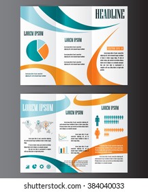 Professional business three fold flyer template, corporate brochure or cover design, can be used for publishing, advertising, printed material and presentation.