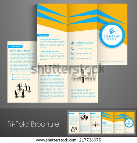 professional business three fold flyer template stock vector
