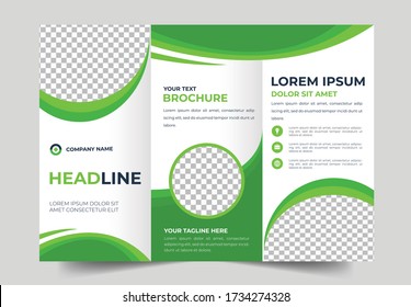 Professional Business Trifold Brochure, Template or Flyer design with free space for your image.