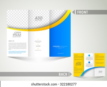 Professional Business Trifold Brochure, Template or Flyer design with two sided presentation and space to add your images.